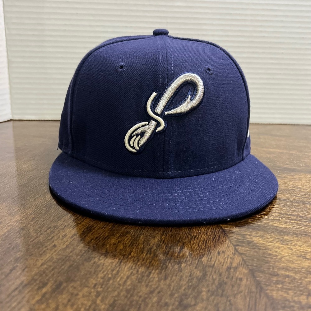 New Era Men's Pensacola Blue Wahoos Navy 59FIFTY‎ Fitted Hat Baseball Cap 6 1/2